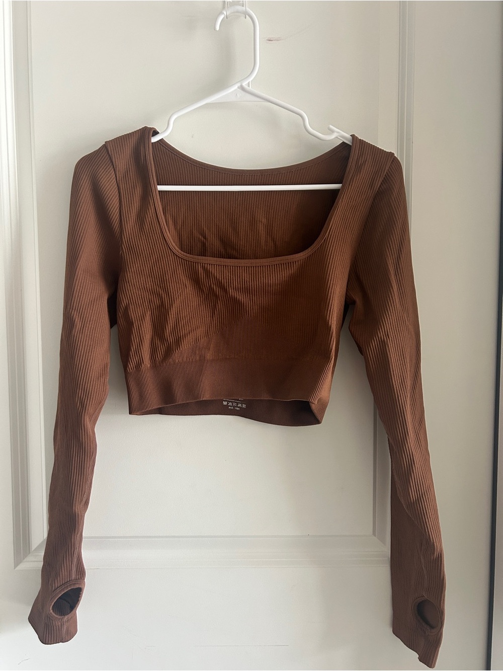 Brown Ribbed workout set